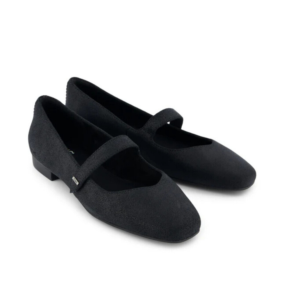 Toms Bianca 10021350 Flat Women's US 7.5 Black Metallic Suede Mary Jane ZOGG2364